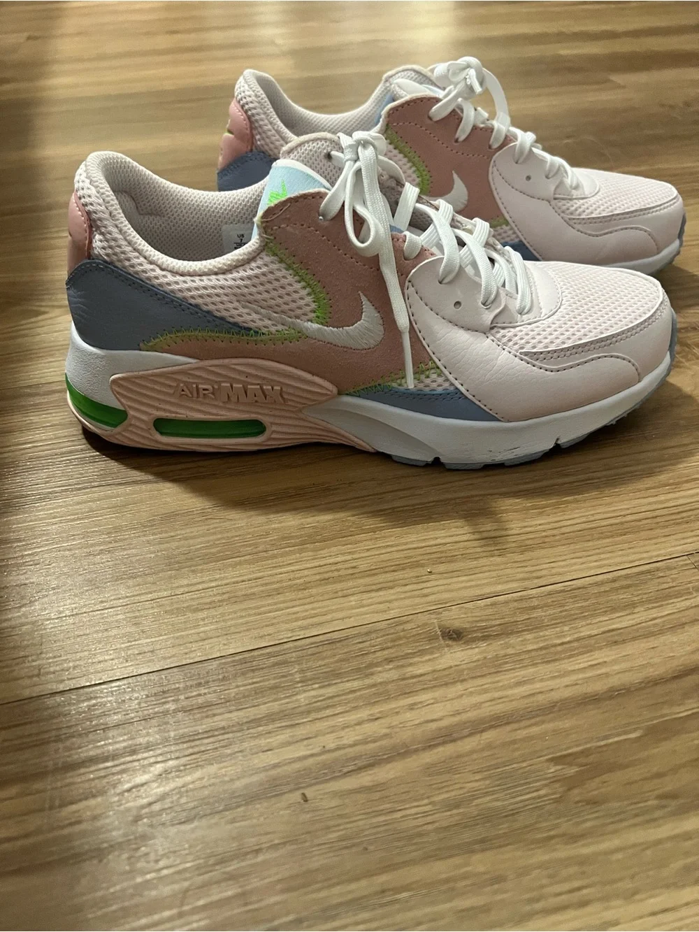 Nike Women’s Pastel Pink & Blue Air Max Sneakers with Green Accents